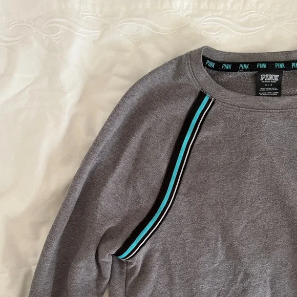 Victoria's Secret Gray Crewneck Sweater with Black and Blue Stripes - Picture 6 of 7